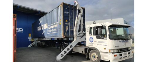 Carrello portacontainer - SB303 - Steelbro - per terminale portuario / idraulico / con caricamento laterale