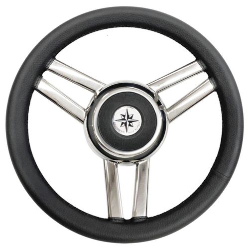 Volante per barca a motore in acciaio inossidabile - T25P - SAVORETTI ARMANDO & C. s.n.c. - rivestimento in cuoio / racing / a sei razze