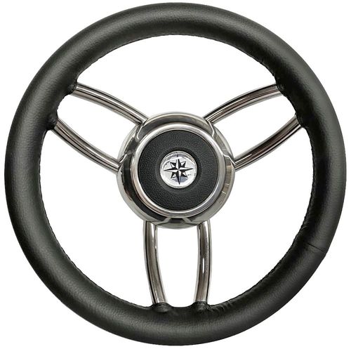 Volante per barca a motore in acciaio inossidabile - T26P - SAVORETTI ARMANDO & C. s.n.c. - rivestimento in cuoio / racing / a sei razze