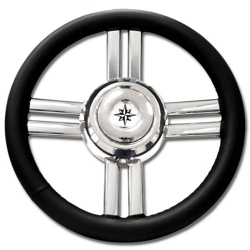 Volante per barca a motore in acciaio inossidabile - T24P series - SAVORETTI ARMANDO & C. s.n.c. - rivestimento in cuoio / racing / a otto razze