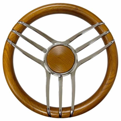 Volante per barca a motore rivestito con vernice poliuretanica - T31 LMO-LTE series - SAVORETTI ARMANDO & C. s.n.c. - in acciaio inossidabile / in teak / in mogano