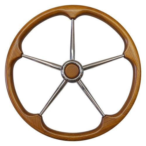 Volante per barca a motore in acciaio inossidabile - T8T series - SAVORETTI ARMANDO & C. s.n.c. - in teak / classico / a cinque razze