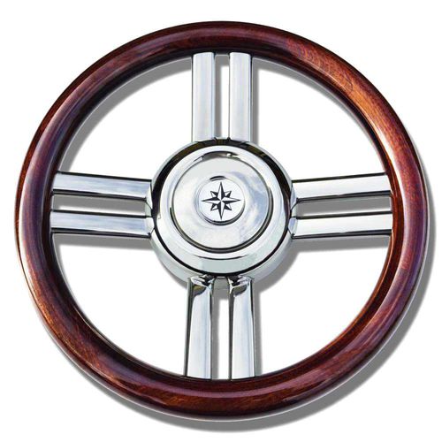 Volante per barca a motore in acciaio inossidabile - T24LMO-LTE series - SAVORETTI ARMANDO & C. s.n.c. - in teak / racing / a otto razze