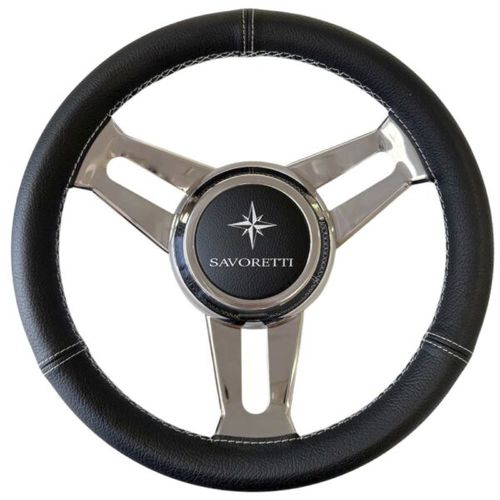 Volante per barca a motore rivestimento in cuoio - T30PS - SAVORETTI ARMANDO & C. s.n.c. - a tre razze