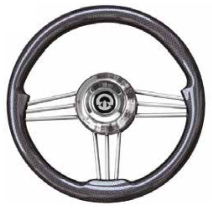 Volante per barca a motore in acciaio inossidabile - VS02 - Riviera srl Genova - rivestito con vernice poliuretanica / in carbonio / in mogano