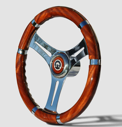 Volante per barca a motore in acciaio inossidabile - VS01 - Riviera srl Genova - rivestito con vernice poliuretanica / in teak / in mogano