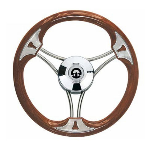 Volante per barca a motore in acciaio inossidabile - VS03 - Riviera srl Genova - rivestito con vernice poliuretanica / in mogano / racing