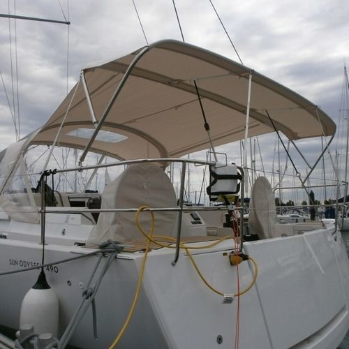 Tendalino parasole per barca a vela - Sun Odyssey 490 - TTOP Nautic - per cabina di pilotaggio / con struttura in acciaio inossidabile / in PVC
