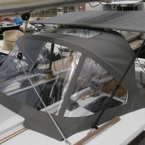 Capote di tuga per barca a vela - Dufour 310-350 - TTOP Nautic - per cabina di pilotaggio / con struttura in acciaio inossidabile / blu