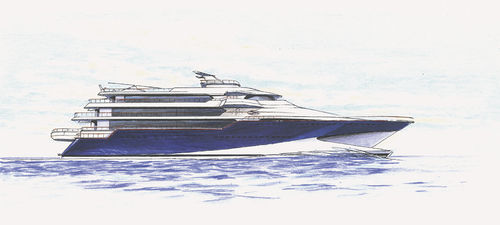Mega-yacht rapido - Wavepiercer Giga - LOMOcean Design - raised pilothouse / in composito