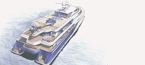 Mega-yacht catamarano - Wavepiercer  - LOMOcean Design - da charter / raised pilothouse / in composito