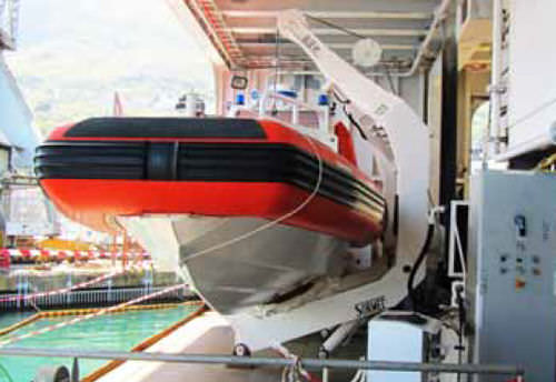 Gruetta per nave - FRB Series - Sormec - per battello di emergenza / idraulica / con telaio di ormeggio
