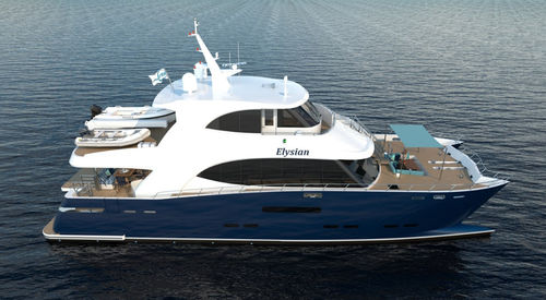 Motor-yacht catamarano - Elysian - Incat Crowther - da crociera / con fly / in alluminio