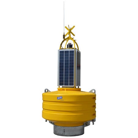 Boa di produzione di energia dal moto ondoso - JFC Manufacturing Co - gialla / con luci di segnalazione / solare