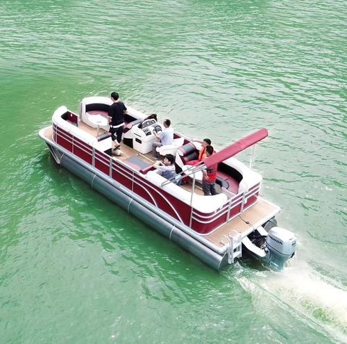 Pontoon boat fuoribordo - Changzhou Youbang Boat Co., Ltd. - tri-tube / open / con console laterale