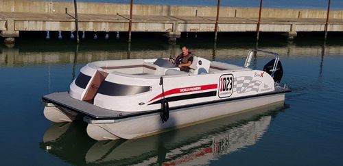 Pontoon boat fuoribordo - Starlounger 8.5 - Swiss-Boats AG - elettrico / bimotore / open