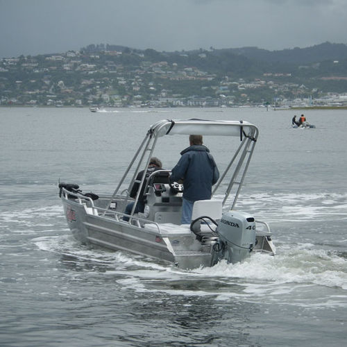 Barca open fuoribordo - AG 430 LE - Ocean Legacy Marine - con console centrale / da pesca sportiva / in alluminio