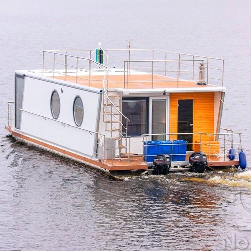 Barca a motore house-boat fuoribordo - 42 - HOUSEBOAT - bimotore / con doppio ponte a terrazza / in alluminio