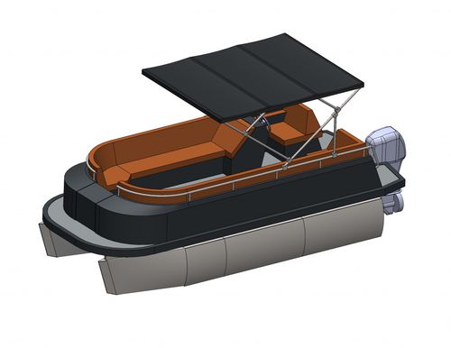 Pontoon boat fuoribordo - AquaFun 19 - Waterbus S.C. - open / con console laterale / da pesca