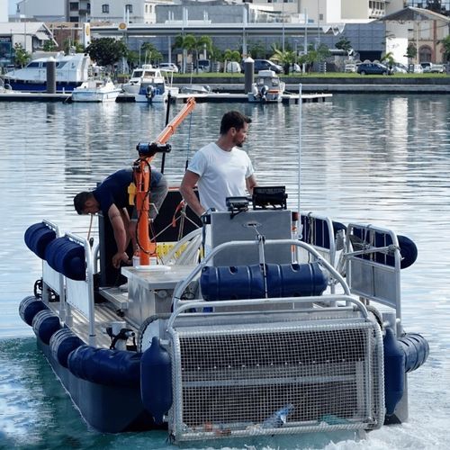 Barca professionale chiatta da lavoro - ECOBARGE - Multi-service - AZURETREND | ECOTANK | EMERGENSEA | MONAWA - chiatta di recupero rifiuti / spazzamare / chiatta di pompaggio di acque reflue