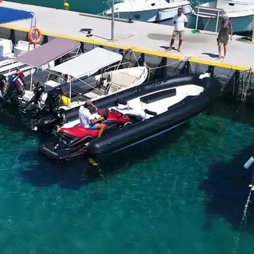 Gommone a propulsione tramite jet-ski - Hydrofun LTD - per la pesca / max. 8 persone / con prendisole