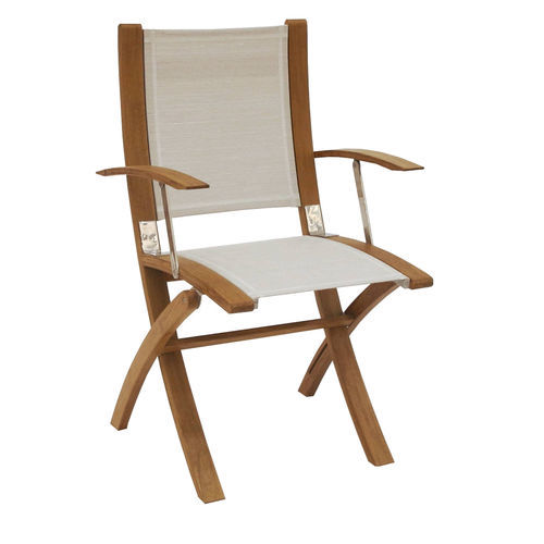 Sedia standard per barca - COAF094T16_White - Eurodesign - pieghevole / con braccioli / in teak
