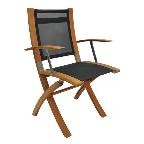 Sedia standard per barca - COAF094T16_Black - Eurodesign - pieghevole / con braccioli / in teak