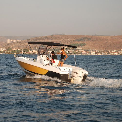 Barca open fuoribordo -  BOFOR 19 - MERCAN YACHTING - con console centrale / da pesca sportiva / in fibra di vetro
