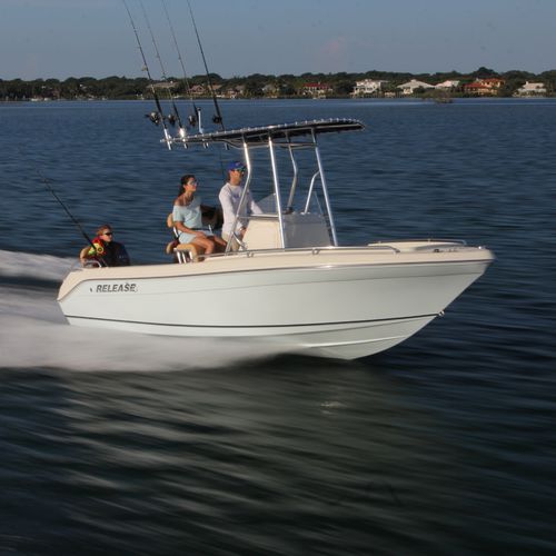 Barca open fuoribordo - 196 RX  - Release Boats - con console centrale / per la pesca / con T-top