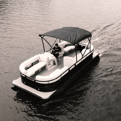 Pontoon boat fuoribordo - WX TRITOON - Vision Marine Technologies - elettrico / tri-tube / open