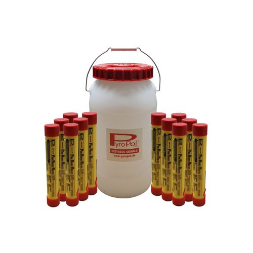 Kit di emergenza per barche : navigazione d'altura (luci manuali, fumogeni manuali, razzo di segnalazione) - 2-1308800 - PyroPol GmbH