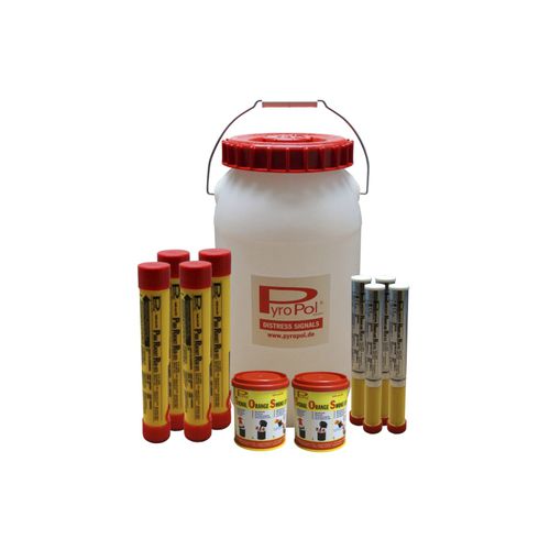 Kit di emergenza per barche : navigazione d'altura (luci manuali, fumogeni manuali, razzo di segnalazione) - 2-1308500 - PyroPol GmbH