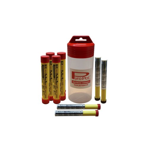 Kit di emergenza per barche : navigazione costiera (luci manuali, fumogeni manuali, razzo di segnalazione) - 2-1308300 - PyroPol GmbH