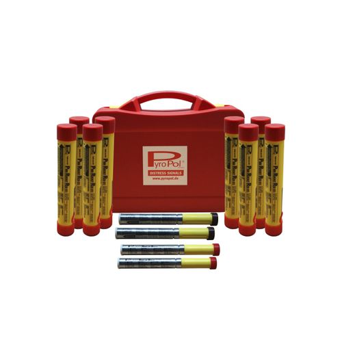 Kit di emergenza per barche : navigazione d'altura (luci manuali, fumogeni manuali, razzo di segnalazione) - 2-1308400 - PyroPol GmbH
