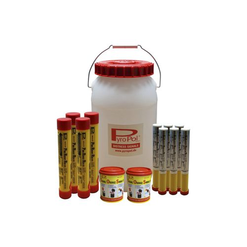 Kit di emergenza per barche : navigazione costiera (luci manuali, fumogeni manuali, razzo di segnalazione) - 2-1308700 - PyroPol GmbH