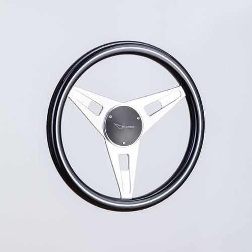 Volante per barca a motore in alluminio - SW0043 pol/mah-blk - Volantec OOD - in mogano / racing / a tre razze