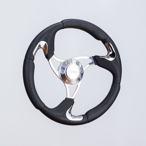 Volante per barca a motore rivestito con vernice poliuretanica - SW0093CO pol/chr - Volantec OOD - in alluminio / tradizionale / design