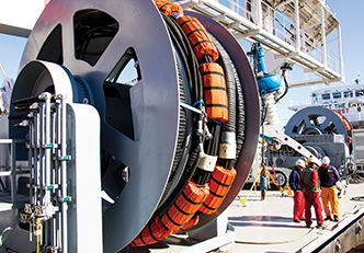 Argano per cavo ombelicale di ROV - DMT MARINE EQUIPMENT SA - per nave / per avvolgimento / con motore idraulico