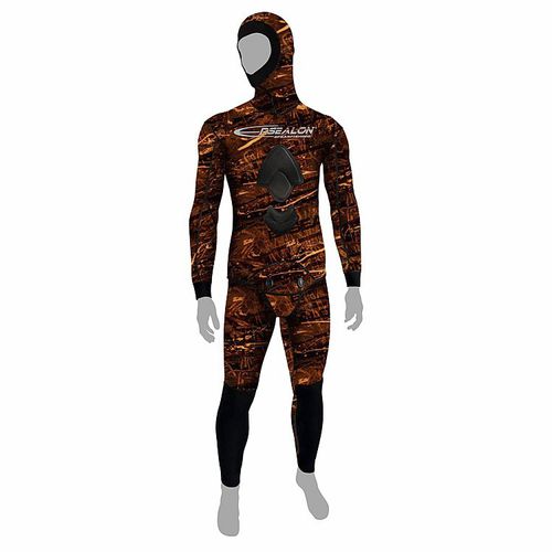 Muta neoprene per pesca subacquea - Brown Fusion - EPSEALON - a maniche lunghe / monopezzo / con cappuccio