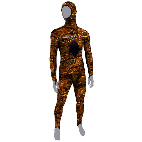 Muta neoprene per pesca subacquea - Rash Brown Fusion - EPSEALON - a maniche lunghe / con cappuccio / due pezzi