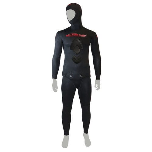 Muta neoprene per pesca subacquea - Shadow full black - EPSEALON - a maniche lunghe / con cappuccio / due pezzi