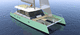 catamarano / con fly / in fibra di vetro / semi-custom