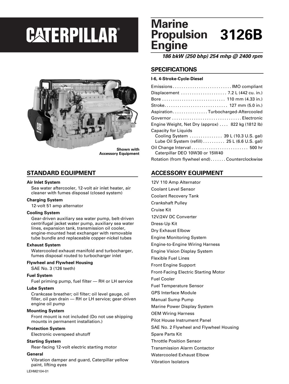 Cat 3126B Propulsion - Caterpillar Marine Power Systems