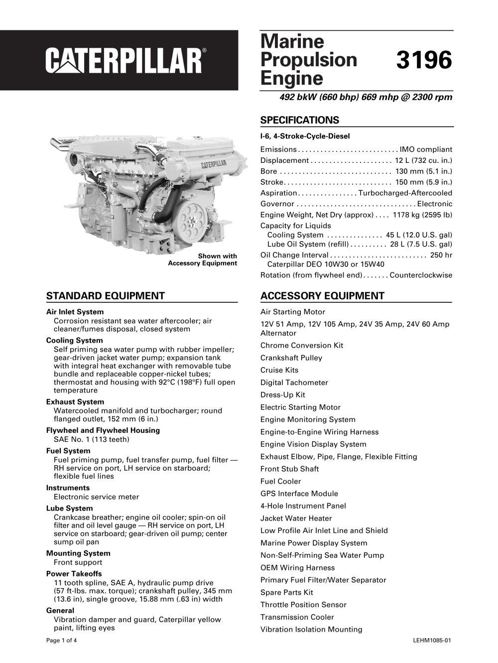Cat 3196 Propulsion - Caterpillar Marine Power Systems