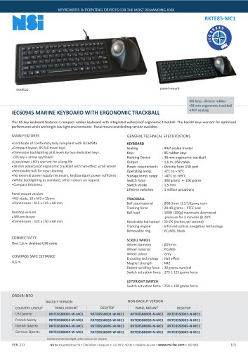 Marine Keyboard with Ergonomic Trackball