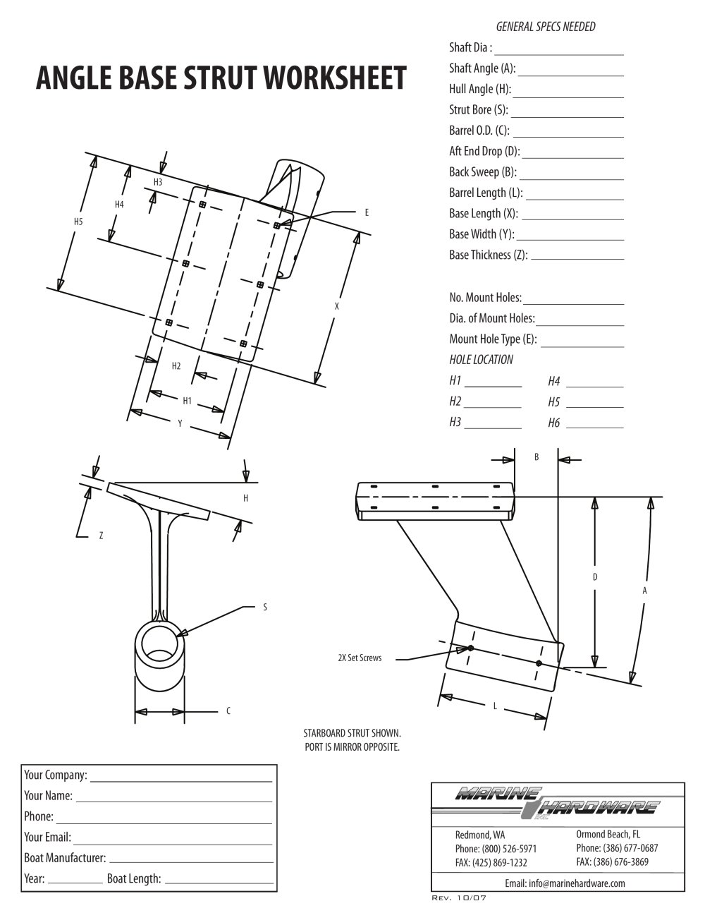 Angle Strut - Marine Hardware Inc.