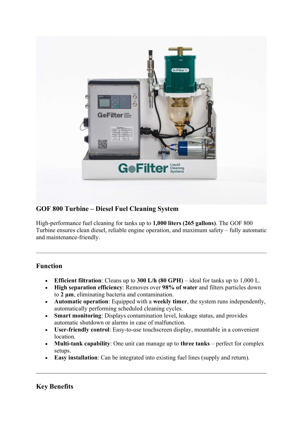 GOF 800 Turbine - GOFILTER D&S GMBH