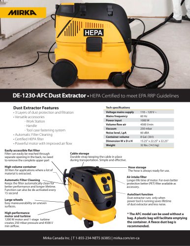 DE-1230-AFC Dust Extractor