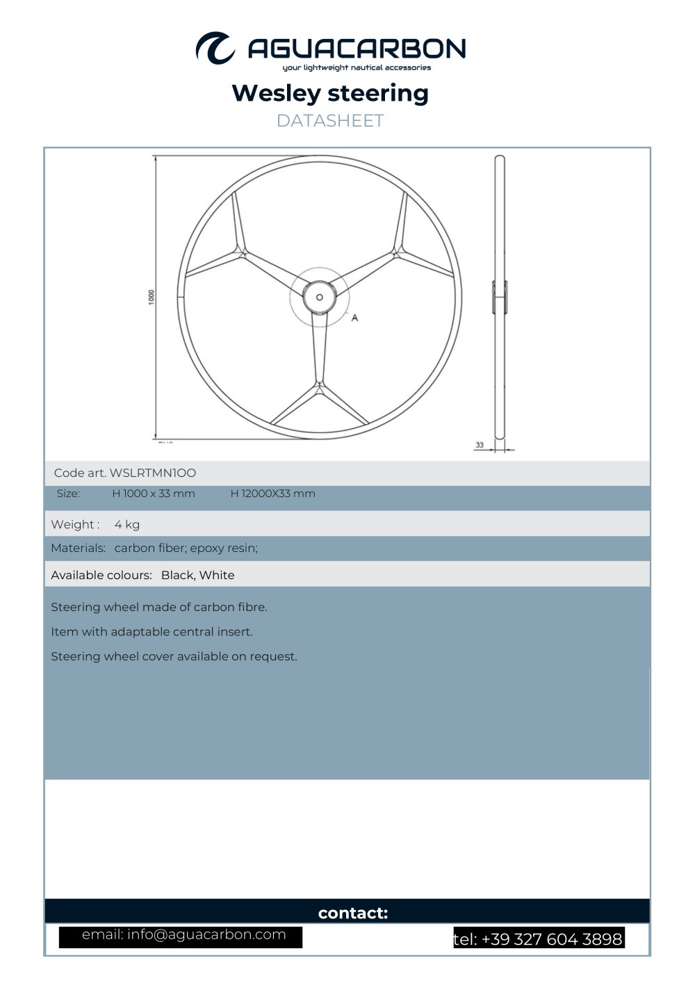 Wesley Steering Wheel - Aguacarbon