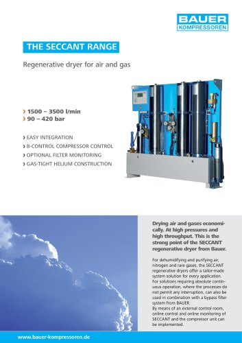 The SECCANT Range: Regenerative dryer for air and gas